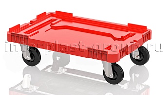 Тележка пластиковая сплошная без тормозов усиленная красная в Георгиевске