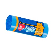 Мешки для мусора 20 л, синие, в рулоне 30 шт., ПНД, 8 мкм, 500х400 мм, Comfort, М0017 (МН 20-30с) в Георгиевске