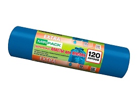 Мешки для мусора 120 л, синие, в рулоне 10 шт., ПНД, 14 мкм, 1100х700 мм, EXTRA, ex1201802 в Георгиевске
