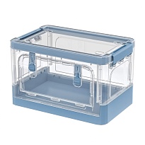 Ящик пластиковый складной прозрачный, дно синее, 360х235х230 мм, с колесиками в Георгиевске Ящик пластиковый складной прозрачный, дно синее, 360х235х230 мм, с колесиками в Георгиевске