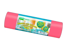 Мешки для мусора 120 л, с завязками, красные, в рулоне 10 шт., ПНД, 15 мкм, 800х750 мм, VIP, Z12010red в Георгиевске