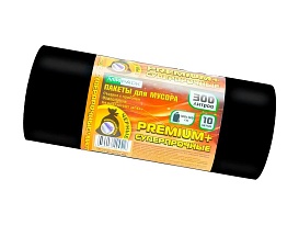 Мешки для мусора 300 л, черные, в рулоне 10 шт., ПВД 70 мкм, 1400х1000 мм, PREMIUM+, 30010160 в Георгиевске