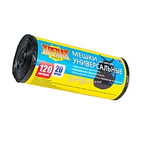 Мешки для мусора 120 л, черные, в рулоне 20 шт., ПНД, 15 мкм, 1100х700 мм, Крепак, 4607075710207 в Георгиевске