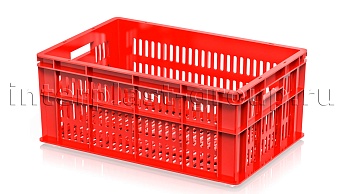 Ящик для молока, мяса, овощей и фруктов большая перфорация дно перфорированное красный в Георгиевске