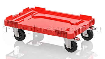 Тележка пластиковая сплошная 2 колеса с тормозом красная в Георгиевске Тележка пластиковая сплошная 2 колеса с тормозом красная в Георгиевске