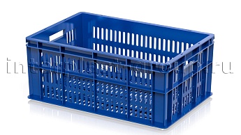 Ящик для молока, мяса, овощей и фруктов большая перфорация дно перфорированное синий в Георгиевске