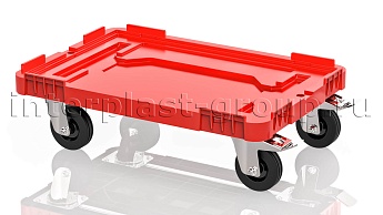 Тележка пластиковая сплошная 2 колеса с тормозом усиленная красная в Георгиевске Тележка пластиковая сплошная 2 колеса с тормозом усиленная красная в Георгиевске