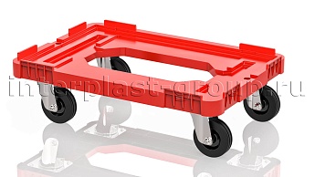 Тележка пластиковая с отверстием без тормозов красная в Георгиевске Тележка пластиковая с отверстием без тормозов красная в Георгиевске