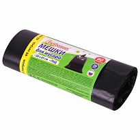 ММешки для мусора 60 л, черные, в рулоне 20 шт., ПНД, 8 мкм, 650х580 мм, Любаша, 608092 в Георгиевске