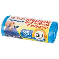 Мешки для мусора 35 л, с ушками, синие, в рулоне 30 шт., ПНД, 11 мкм, 650х500 мм, LAIMA ULTRA, 607684 в Георгиевске