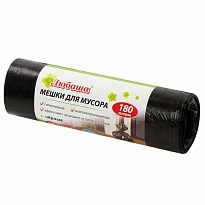 Мешки для мусора 180 л, черные, в рулоне 10 шт., ПВД, 24 мкм, 1060х800 мм, Любаша, 605336 в Георгиевске Мешки для мусора 180 л, черные, в рулоне 10 шт., ПВД, 24 мкм, 1060х800 мм, Любаша, 605336 в Георгиевске