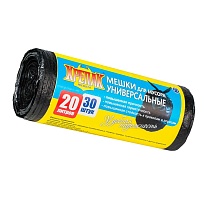 Мешки для мусора 20 л, черные, в рулоне 30 шт., ПНД, 10 мкм, 550х440 мм, Крепак, 4607075710092 в Георгиевске