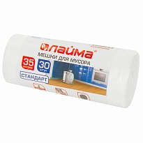 Мешки для мусора 35 л, белые, в рулоне 30 шт., ПНД, 6 мкм, 550х480 мм, LAIMA, 605538 в Георгиевске