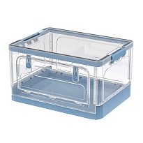 Ящик пластиковый складной прозрачный, дно синее, 490х360х280 мм, с колесиками в Георгиевске Ящик пластиковый складной прозрачный, дно синее, 490х360х280 мм, с колесиками в Георгиевске